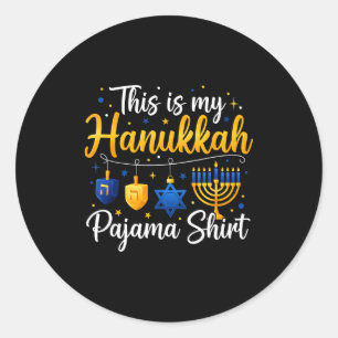 Pegatina Redonda Divertido Este Es Mi Pajamakah De Hanukkah Pijama
