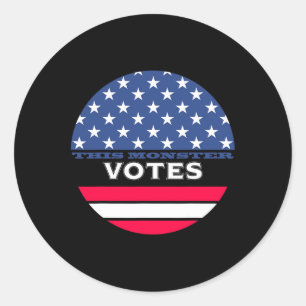 Pegatina Redonda Divertido este monstruo vota anti-trump Biden Harr