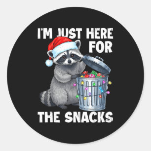 Pegatina Redonda Divertido Estoy Aquí Solo Por Los Snacks Mapache N