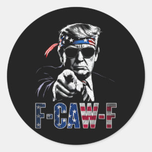 Pegatina Redonda Divertido F-caw-f 2026 Trump Americano Usa Hombres