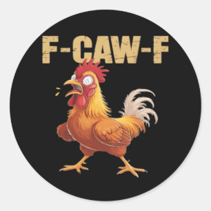 Pegatina Redonda Divertido F-Caw-F Cuervo Humor Gótico