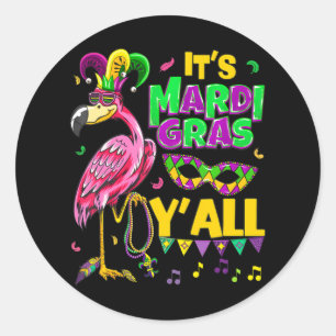 Pegatina Redonda Divertido Fiesta de Carnaval Idea Flamingo Mardi G