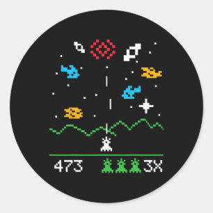 Pegatina Redonda Divertido friki vintage Astrospace Video Jugador G