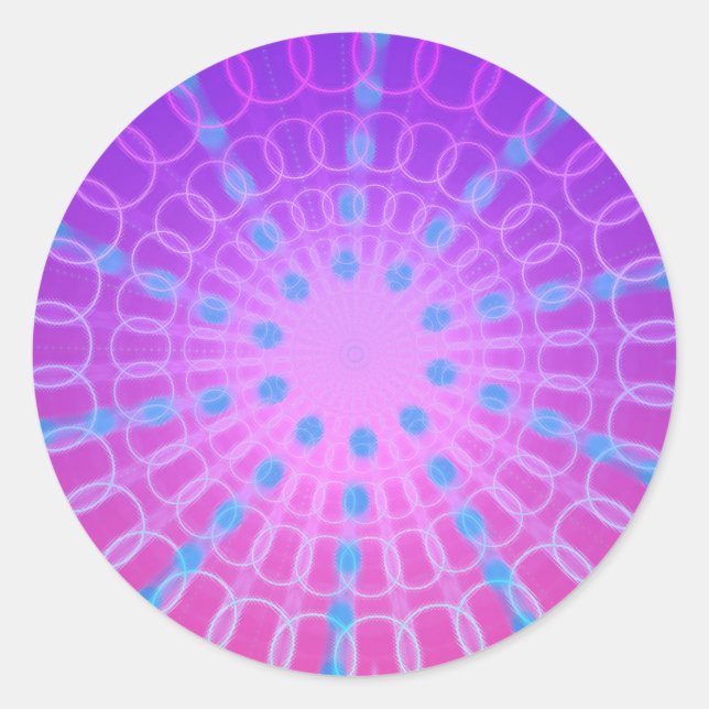 Pegatina Redonda Divertido Funky Psicodélico Circular Burst Pegatin (Anverso)