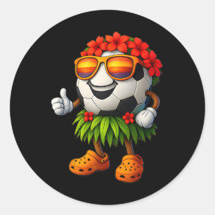 Pegatina Redonda Divertido fútbol de Hawái Ll Verano tropical hawai