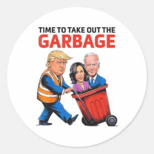 Pegatina Redonda Divertido Garbyge Para Trump 2024 - Momento De Sac