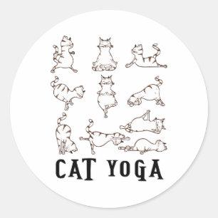 Pegatina Redonda Divertido gato Yoga Gift T Shirt