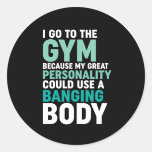 Pegatina Redonda Divertido Gimnasio De Entrenamiento Voy Al Gimnasi