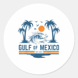 Pegatina Redonda Divertido Golfo De México Golfo De Estados Unidos
