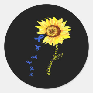 Pegatina Redonda Divertido Guerrero Diseñar Conciencia Ataxia.