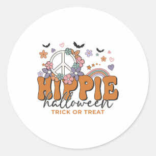 Pegatina Redonda Divertido Halloween diciendo Hippie Halloween