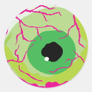 Pegatina Redonda Divertido Halloween Scary Cute Zombie Eyeball