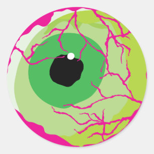 Pegatina Redonda Divertido Halloween Scary Cute Zombie Eyeball