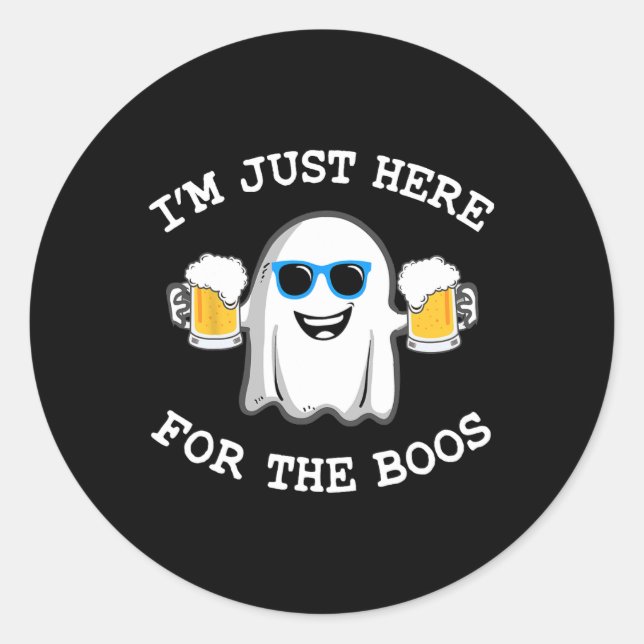 Pegatina Redonda Divertido Halloween Tee estoy aquí por el Costu de (Anverso)