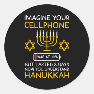 Pegatina Redonda Divertido Hanukkah Imagina Tu Teléfono Móvil Chanu