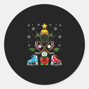Pegatina Redonda Divertido hockey sobre hielo Árbol de adornos navi