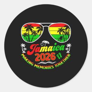 Pegatina Redonda Divertido Jamaica 2026 Creando Recuerdos Vacacione