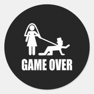 Pegatina Redonda Divertido juego por casamiento sobre el equipo de