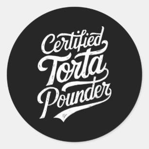 Pegatina Redonda Divertido Latino Torta Certificada Bajo Sarcasmo M