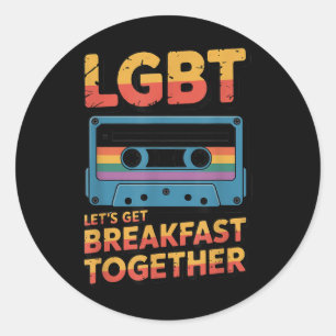Pegatina Redonda Divertido Lgbt Vamos a Desayunar Juntos _2