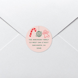 Pegatina Redonda Divertido lindo Doodles Navidades dirección de reg
