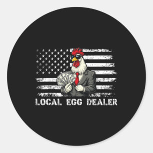 Pegatina Redonda Divertido local de huevos Dealer Bandera Americana