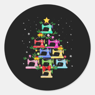 Pegatina Redonda Divertido masticar árbol de Navidad Ornamento de N