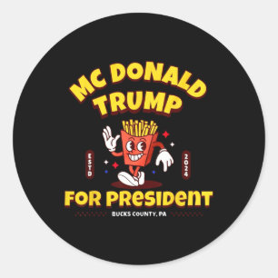 Pegatina Redonda Divertido Mcdonald Trump para la presidencia de Fr
