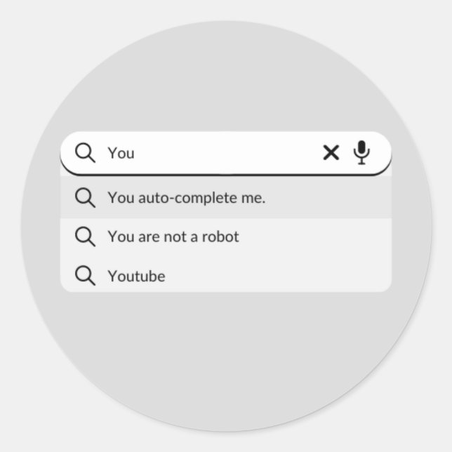 Pegatina Redonda Divertido me completas automáticamente el humor el (Anverso)