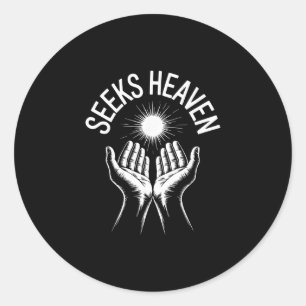 Pegatina Redonda Divertido meme 67 busca cielo irónico espiritual r
