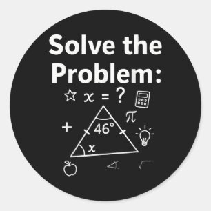 Pegatina Redonda Divertido meme de matemáticas 67 Resuelve el probl