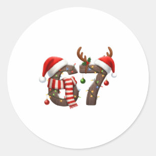 Pegatina Redonda Divertido meme Seis Siete 6-7 Navidad 67 Luces de 