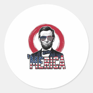 Pegatina Redonda Divertido Merica Patriótico Presidente Antiguo Vec