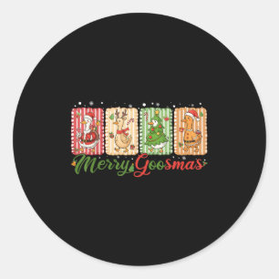 Pegatina Redonda Divertido merry Goosemas Navidades Duck Silly Goos