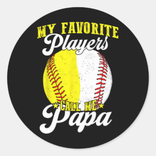 Pegatina Redonda Divertido Mi jugador de softball favorito me llama
