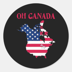 Pegatina Redonda Divertido Oh Canada Divertido Mapa De Trump De Eeu