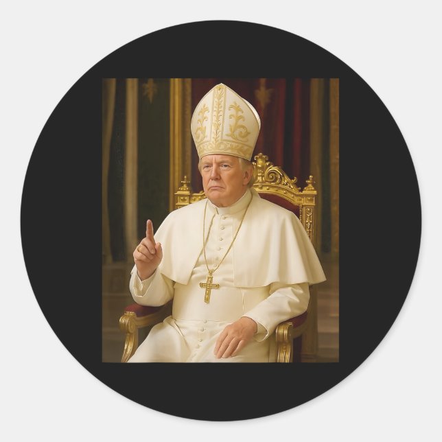 Pegatina Redonda Divertido papa Trump Tee Meme gracioso (Anverso)