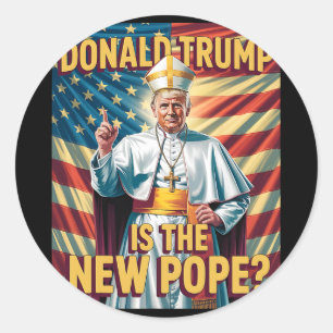 Pegatina Redonda Divertido Papa Y Presidente Donald Trump3