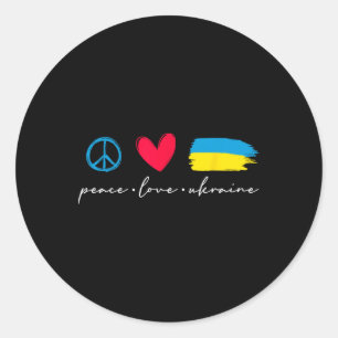 Pegatina Redonda Divertido Paz Amor Ucrania Bandera Ucraniana Amant