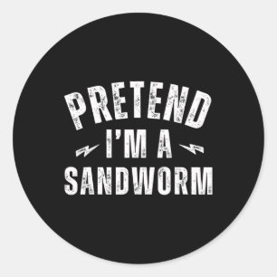 Pegatina Redonda Divertido perezoso disfraz en el último minuto pre