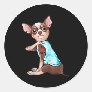 Pegatina Redonda Divertido perro chihuahua que amo a papá que es gr