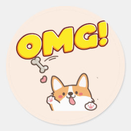 Pegatina Redonda Divertido perro OMG