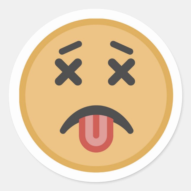 Pegatina Redonda Divertido Personalizado de Emoji de lengua de resa (Anverso)