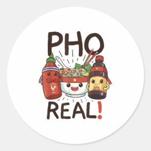 Pegatina Redonda Divertido Pho Thread Co. Divertido Noodle Vietnami