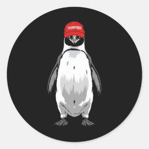 Pegatina Redonda Divertido pingüino tartamudeado contra Trump Tarri