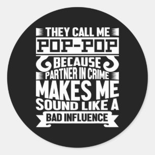 Pegatina Redonda Divertido Pop Dad Shirt Valentine Fathers Day Chri