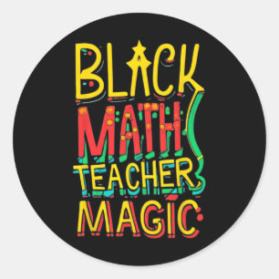 Pegatina Redonda Divertido profesor de matemáticas afroamericano ma