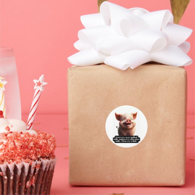 Pegatina Redonda Divertido Proverb Sayings Cara de cerdo (Fiesta)
