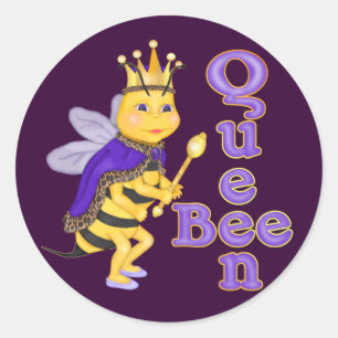 Pegatina Redonda Divertido Queen Bee