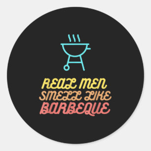 Pegatina Redonda Divertido regalo de parrilladas Bbq Hombres de ver